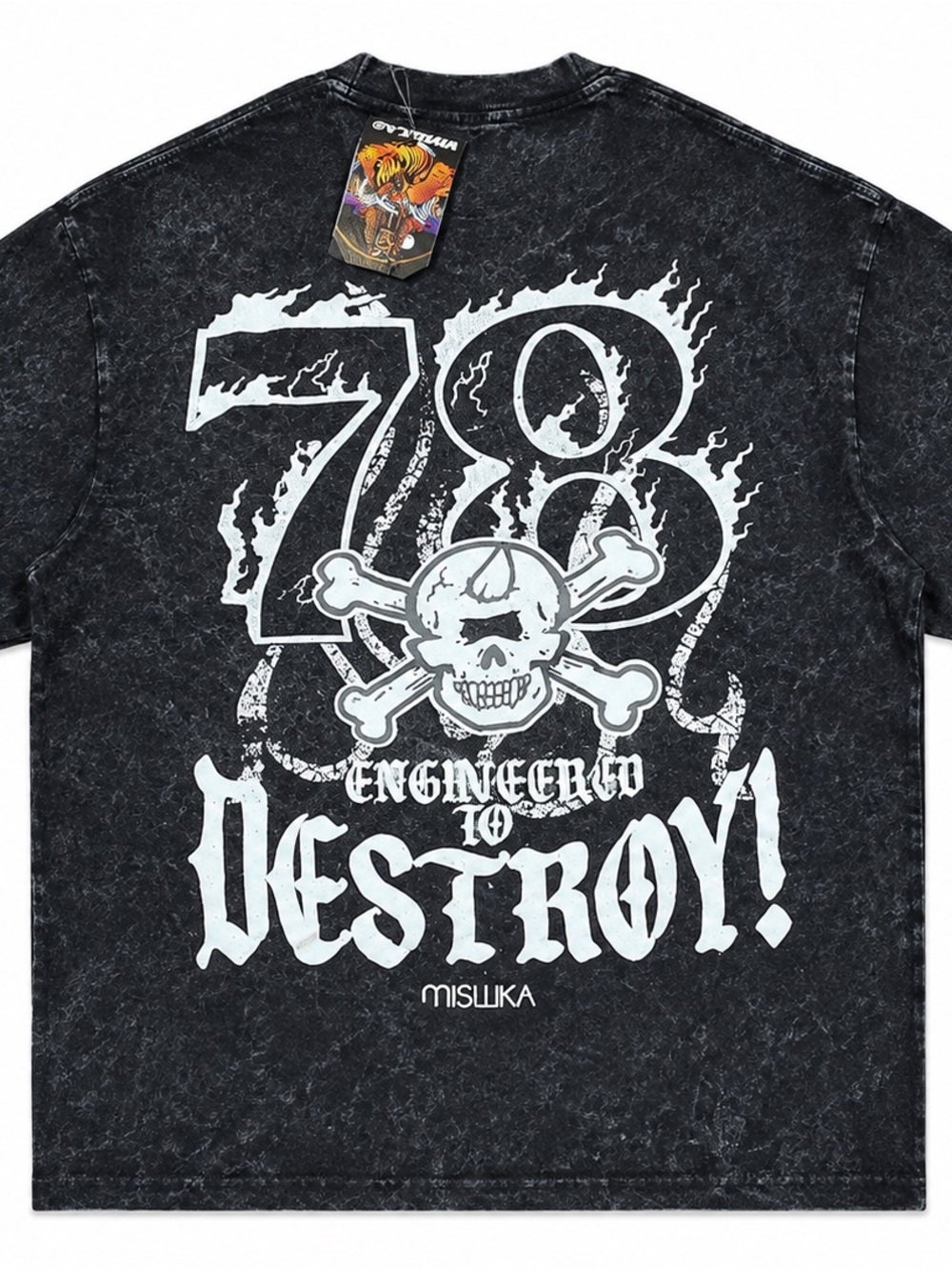 Mishka Engineered to Destroy Skull Mineral Wash T Shirt Large NWT
